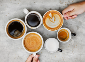 Is coffee healthy? Coffee cups with oat milk